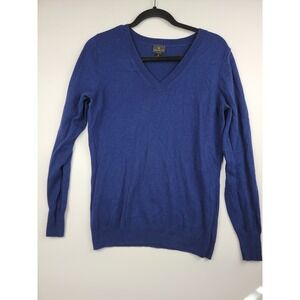 Worthington Womens Royal Blue V-Neck Pullover Sweater Cotton Blend Size M
